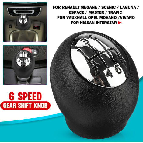 6+R Speed Car Gear Shift Knob Chrome Cover For Renault Megane Clio