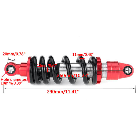 Amortisseur Arrière Universel 260mm - Pour Pit Bike, Dirt, Quad 70-150cc, Acier Inoxydable, Remplacement Suspension