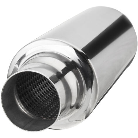 DNA MOTORING Stainless Steel Exhaust Muffler – 4" OD Straight Through Muffler, 2.25" Inlet