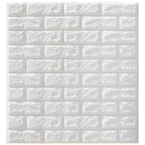 5PCS 3D Wall Sticker Sticker - DIY Brick Foam Waterproof Wallpaper - 70x77CM - White Sasicare