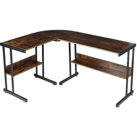 Industrial Style Corner Desk L Shaped, Corner Table With Shelves