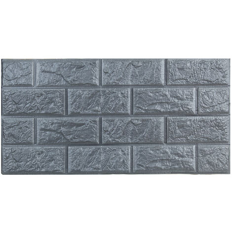 5pcs/set 8.5mm 3D Waterproof Tile Brick Wall Sticker Self-adhesive Foam Panel Wallpaper Gray 60X30CM