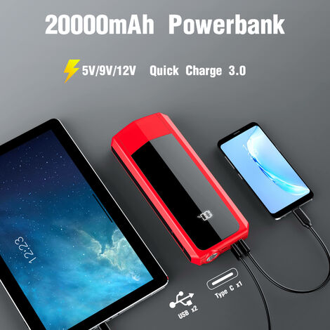 20000mAh 2000Amp USB Car Jump Starter Pack Booster Battery Charger