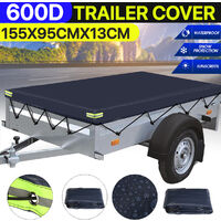 155x95x13cm Trailer Cover Waterproof Windproof Dust Protector With Rubber Belt Blue