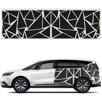 1PCS 200x60cm Car Side Body Sticker DIY Vinyl Decal Decor Graphic Triangles Black