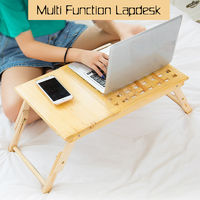 Computer Desk Portable Wooden Lapdesk Table Bed Tray Adjustable Breakfast Table Foldable Tilt Tray
