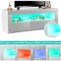 High Gloss TV Stand 120X35X45cm Modern TV Unit Cabinet Stand w/ RGB LED White