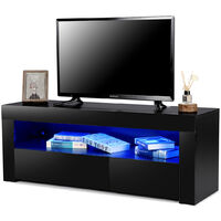 High Gloss TV Stand 120X35X45cm Modern TV Unit Cabinet Stand w/ RGB LED Black