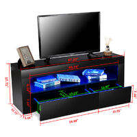 High Gloss TV Stand 120X35X45cm Modern TV Unit Cabinet Stand w/ RGB LED Black