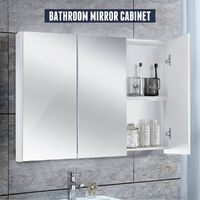 Wall Mounted Bathroom Cabinet Mirrored Triple Door Cupboard Storage Shelves