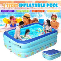 Inflatable Swimming Pool Family Patio Garden Outdoor Rectangular Paddling 105*50*150cm