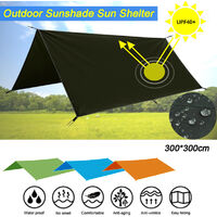 Sun Shade Hammock Shelter Waterproof Camping Pad Mat 300x300cm Black