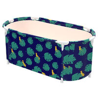 120x60x60cm Bathtub Adult Kid Portable PVC Folding Bathtub Water Tub -Leaf Leopard