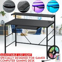 LED RGB Gaming Desk PC Computer Writing Table Carbon Fibre Metal Racing Office