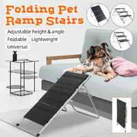 Portable 2-in-1 Metal+PP Pet Folding Dog Cat 3 Ramp Steps Stairs Ladder Travel