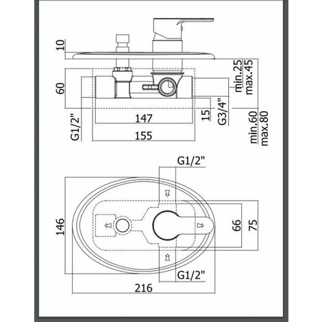 Miscelatore monocomando doccia con deviatore linea Blu - Paffoni