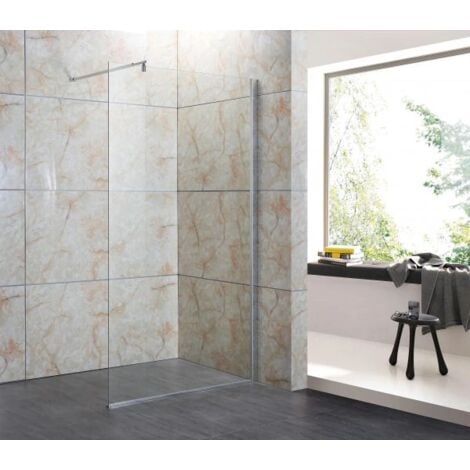Parete Doccia Walk-In Vetro 8 MM Trasparente Temperato Anticalcare 80 x h195 cm