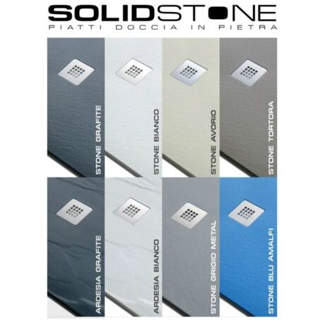 Piatto doccia in pietra SOLIDSTONE alto 2,8 cm - Semicircolare Antracite Grafite nero 80x80