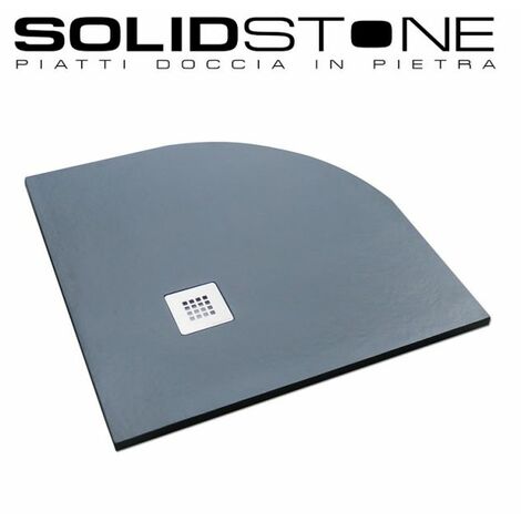 Piatto doccia Semicircolare in pietra SOLIDSTONE alto 2,8 cm - Grafite nero  - Misura: 80x80 x 2