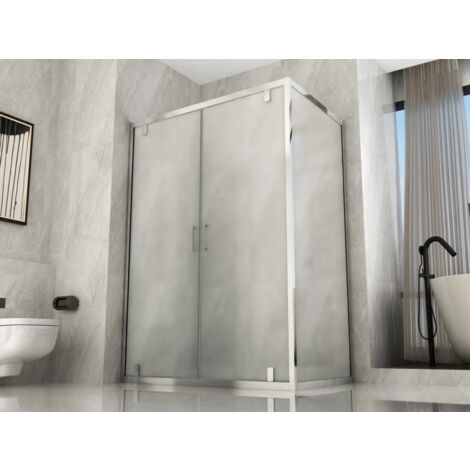 Box doccia Cristallo 6 mm 2 lati - Fisso piu' porta Saloon Opaco - Reversibile - Misura: 65 x 110 x H190 cm