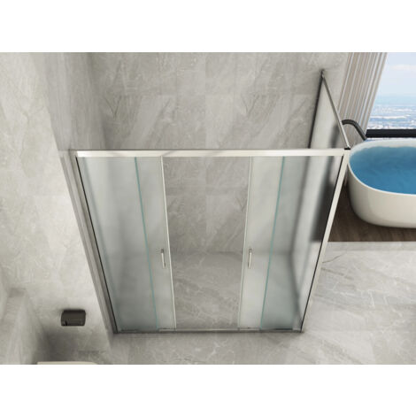 Box doccia Cristallo 6 mm OPACO 2 lati fisso piu' scorrevole con apertura centrale-Reversibile - Misura: 60 x 150 x h190 cm