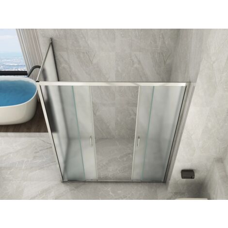Box doccia Cristallo 6 mm OPACO 2 lati fisso piu' scorrevole con apertura centrale-Reversibile - Misura: 60 x 150 x h190 cm