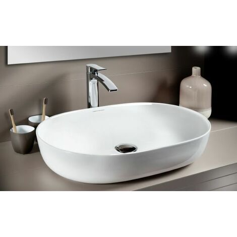 VidaXL Lavabo da appoggio multicolore ovale 59x40x15 cm ceramica Lavandini  bagno 