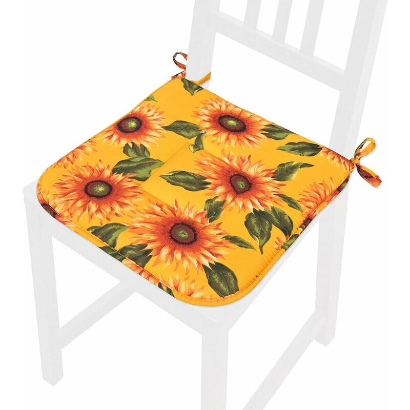 Set 4 Cuscini Sedia Cotone Con Lacci Lavabili Morbidi Universali Copri Sedie  Cucina Girasoli - Giallo