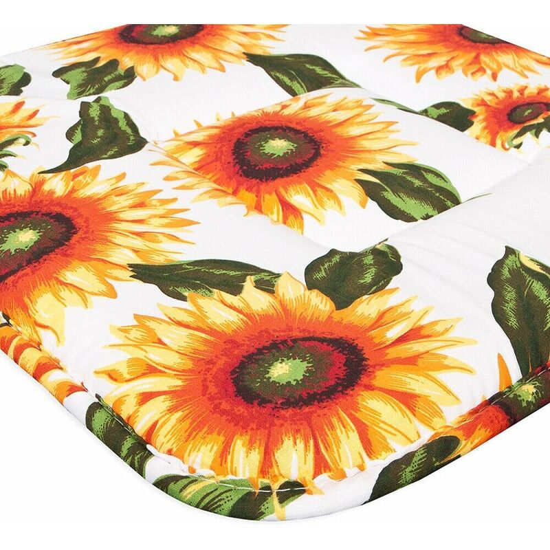 Set 4 Cuscini Sedia Cotone Con Lacci Lavabili Morbidi Universali Copri  Sedie Cucina Girasoli - Bianco