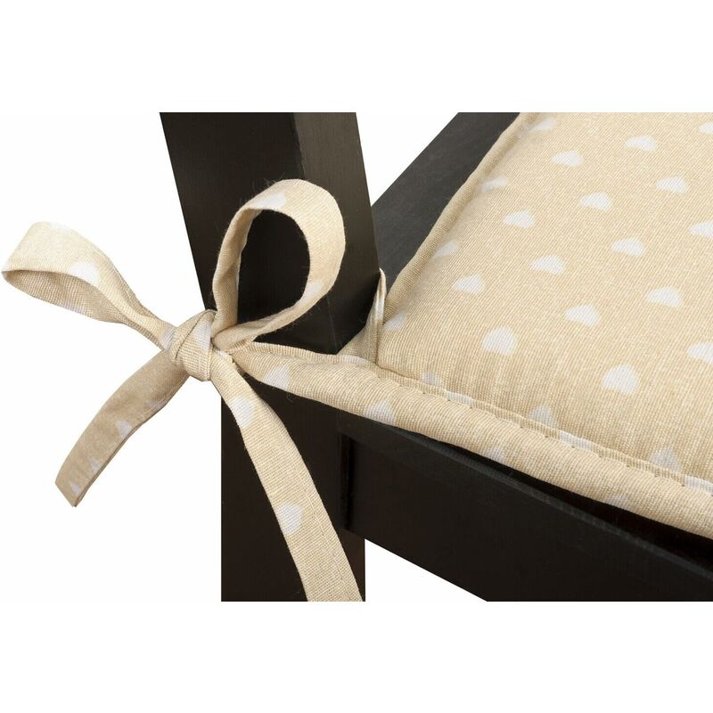 Cuscino Per Sedia Cucina Cuscini Trapuntato Shabby Chic Beige con Laccetti Casa