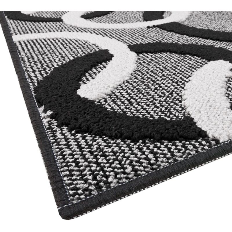 Tappeto Runner Antiscivolo Per Corridoio 90x500 Cm – Lavabile, Strisce Nere, Spesso 7 Mm, Adatto A Pavimenti Caldi