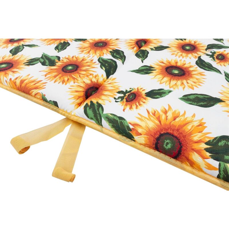 Cuscino Sedia Rotondo Morbido Lavabile Laccetti Fissaggio Girasoli 100%  Made In Italy Bianco