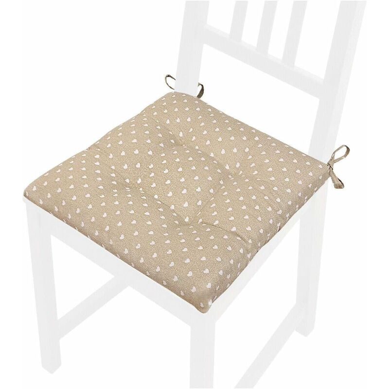 Beige Sophie Maison Set 4 Cuscini Seduta Sedia Pois Cuori Morbido coprisedia Laccetti Universale Lavabile