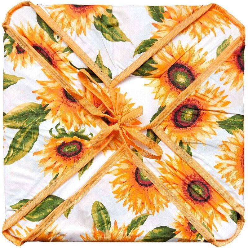 Cuscino Sedia Rotondo Morbido Lavabile Laccetti Fissaggio Girasoli 100%  Made In Italy Bianco