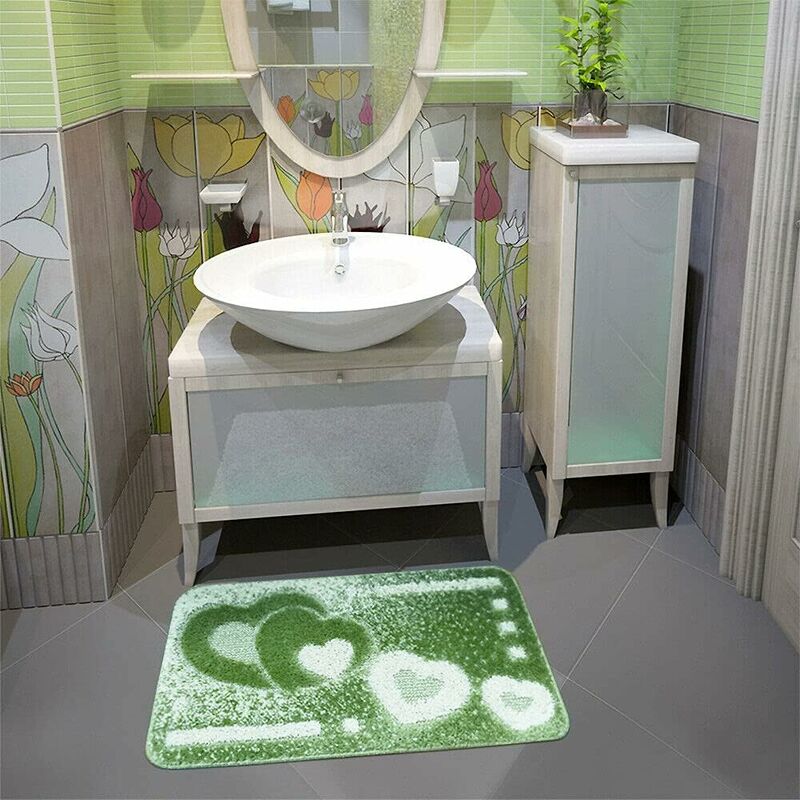 Tappeto Bagno Camera Liberty Morbido Antiscivolo Assorbente Scendiletto  Doccia 100% Made In Italy Verde - 65x40 cm