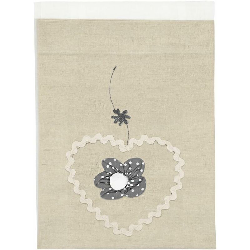 Tende Finestre Porta Interno Tessuto Lino Semitrasparente Coppia 2 Pz Shabby  Chic Cuori - 60x240 cm