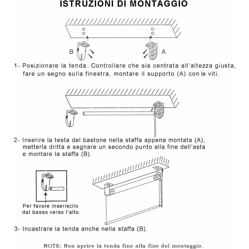 Tenda a Rullo Avvolgibile Porta Finestra Casa Ufficio Parete Soffitto  Bianco 60x180 cm