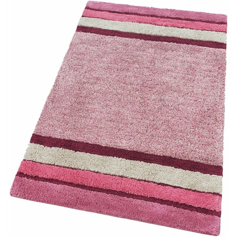 Tappeto Bagno Puro Cotone Parure Morbida Colori Vivaci Lavabile 100% Made  In Italy Rosa - 55x90 cm