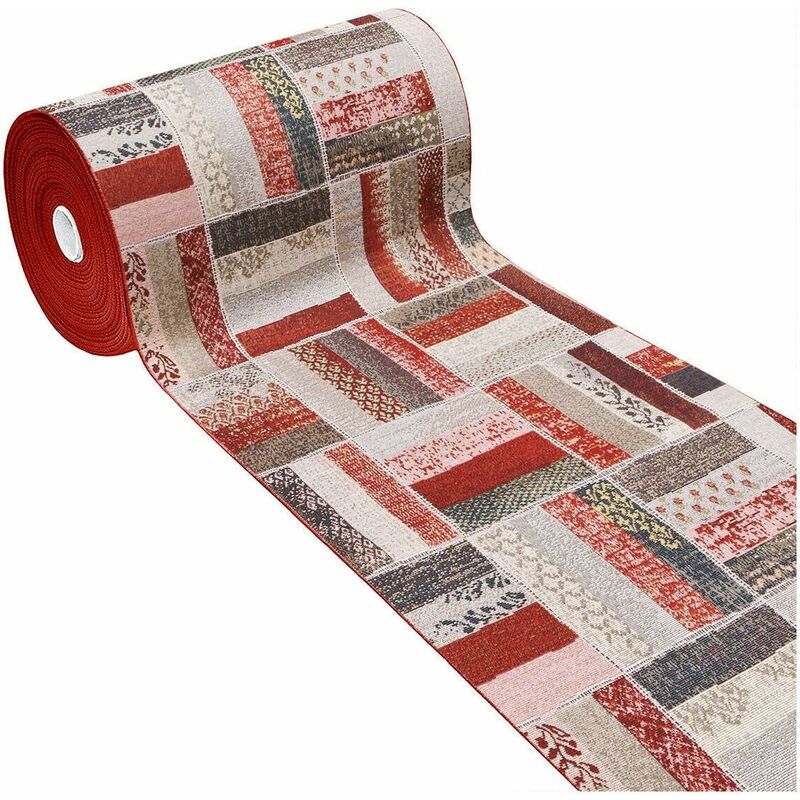 Tappeto Cucina Patchwork Passatoia Antiscivolo Casa Design Vintage 100%  Made In Italy Bordeaux - 54x40 cm