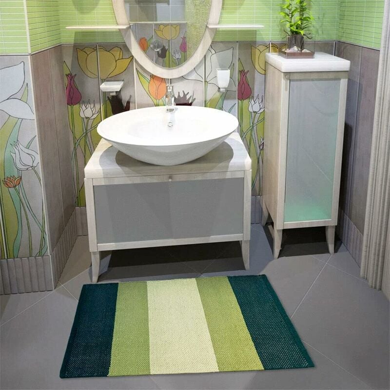 Tappeto Cucina Bagno Puro Cotone Morbido Assorbente Scendiletto Tessuto  Intrecciato Tortora 55x140 cm