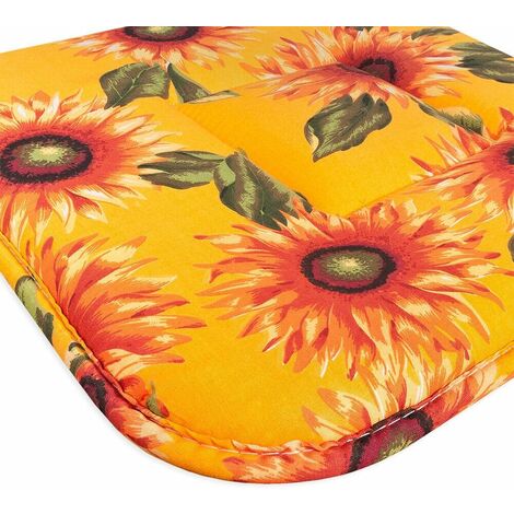 Set 4 Cuscini Sedia Cotone Con Lacci Lavabili Morbidi Universali Copri Sedie  Cucina Girasoli - Giallo