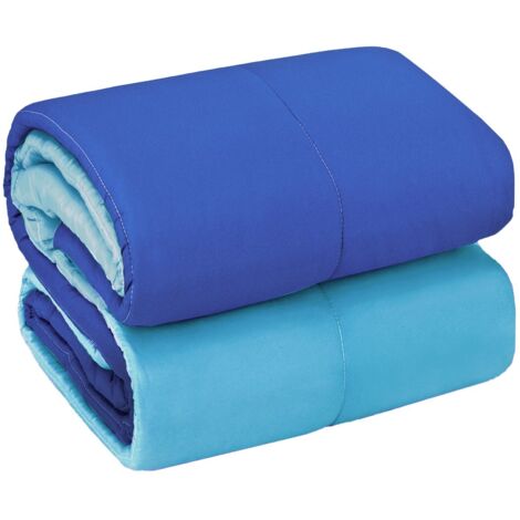 Trapunta Piumone Invernale Double Face 250 gr Coperta Calda Letto Matrimoniale Made In Italy Blu - 2 Piazze