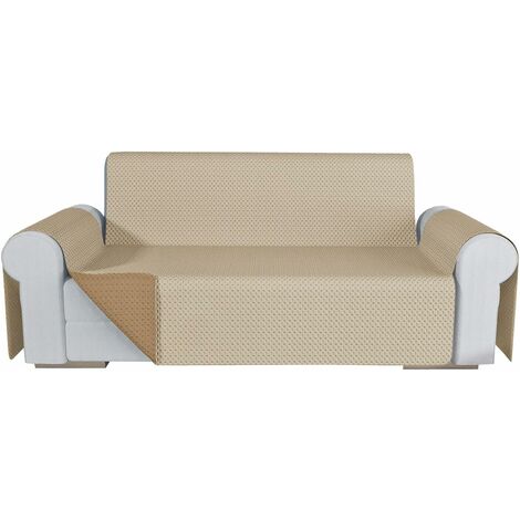 Copridivano Double Face Moderno Salvadivano Lavabile Fodera Proteggi Divano Beige 100% Made In Italy - 2 Posti