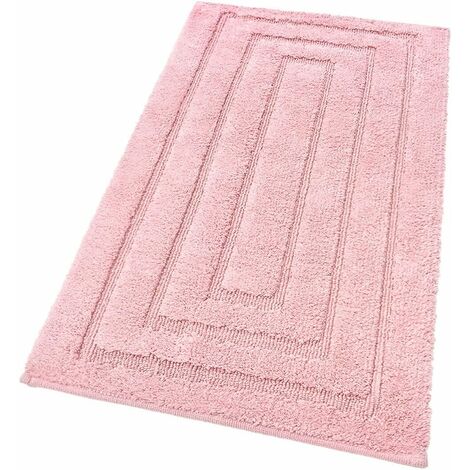 Tappeto Bagno Puro Cotone Elegante Lussuoso Morbido Scendiletto Antiscivolo 100% Made in Italy Rosa - 50x110 cm