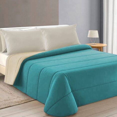 Trapunta Piumone Invernale Double Face 250 gr Coperta Calda Letto  Matrimoniale Made In Italy Verde Piazza