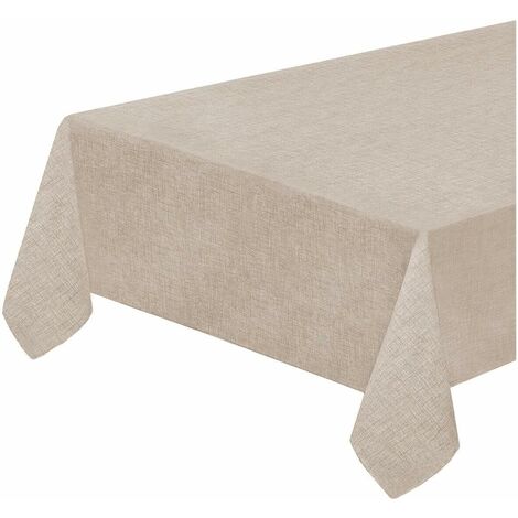 Tovaglia Tavolo Cucina Antimacchia Bordata Plastificata Copritavolo Pastello Tinta Unita Beige - 120x160 cm