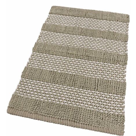 Tappeto Camera Scendiletto Bagno Cotone Intrecciato Tridimensionale Morbido Assorbente Beige - 60x120 Cm