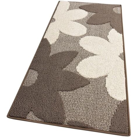 Tappeto Cucina 3D Fiore Tridimensionale Morbido Bordato Moderno Passatoia Antiscivolo Beige - 57x270 cm