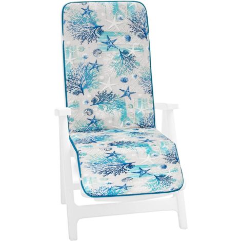 Emmevi Cuscino Per Sedia Pieghevole Design Marino - 88x45 Cm, Spessore 3 Cm, Con Lacci, Made In Italy, Per Casa, Spiaggia E Giardino - 2