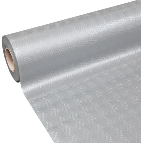 Tappeto Gomma Copri Pavimento Effetto Lamiera Zerbino Antiscivolo Isolante Robusto Grigio - 140x12 mt